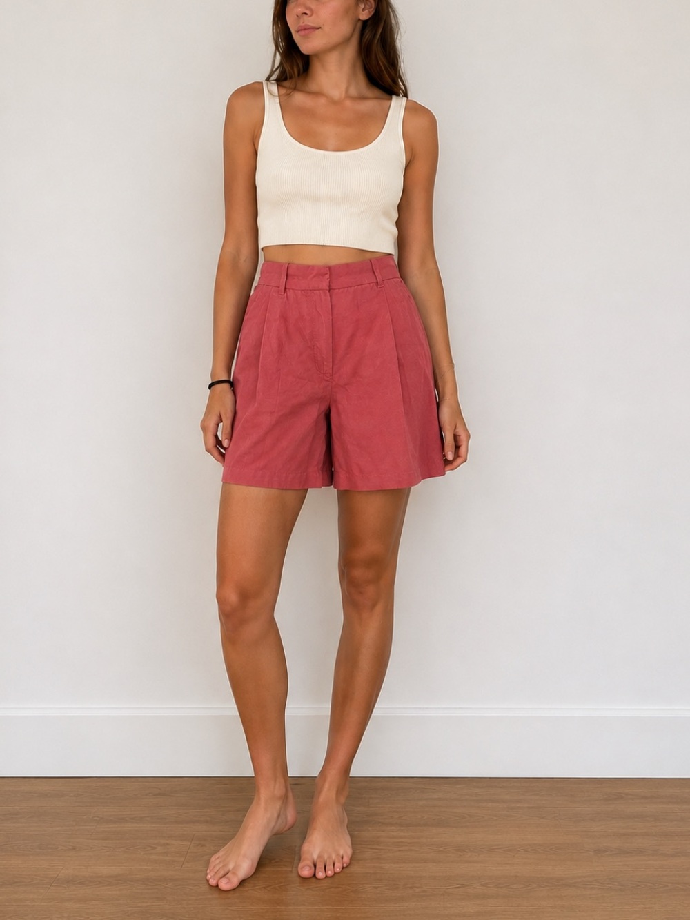 Aritzia Wilfred Effortless Shorts Size 2 Linen Lyocell Pleated Dusty Rose